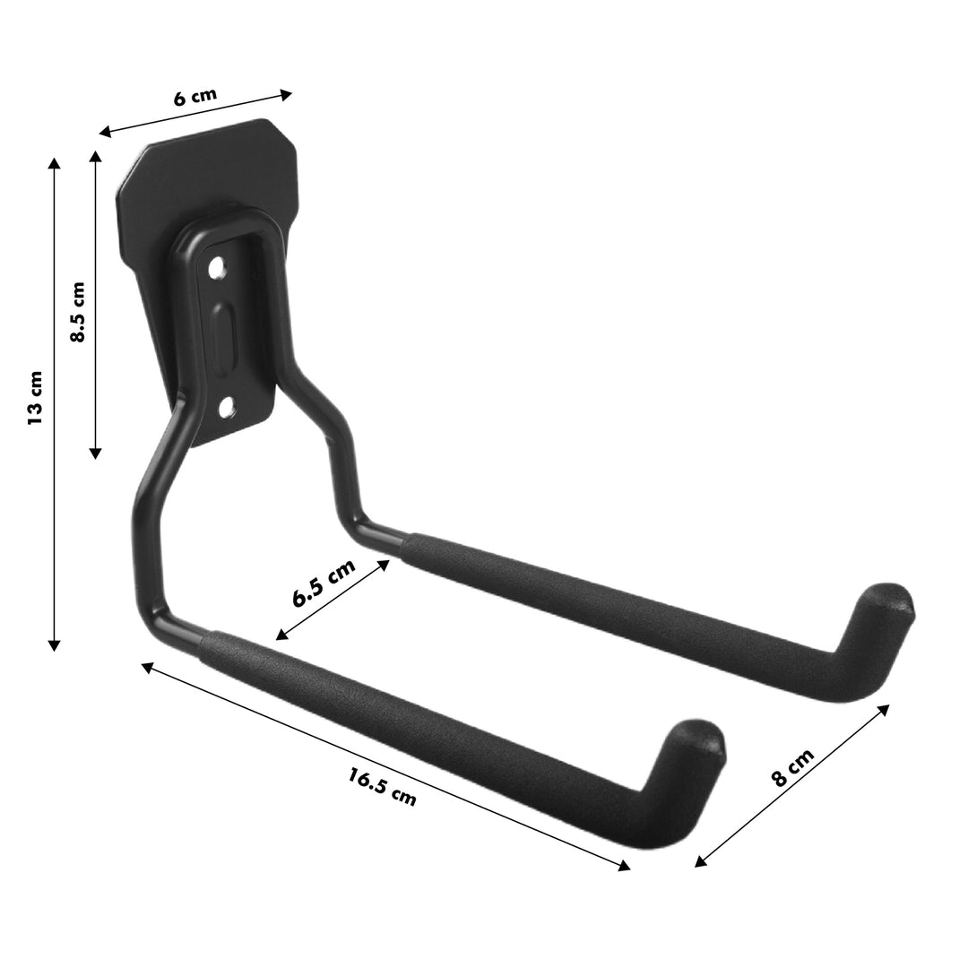 Support / crochet mural Maclean, pour pneus, outils de jardinage, échelle, tuyaux, vélos, en acier, charge max. 35 kg, MC-440, 4 pièces