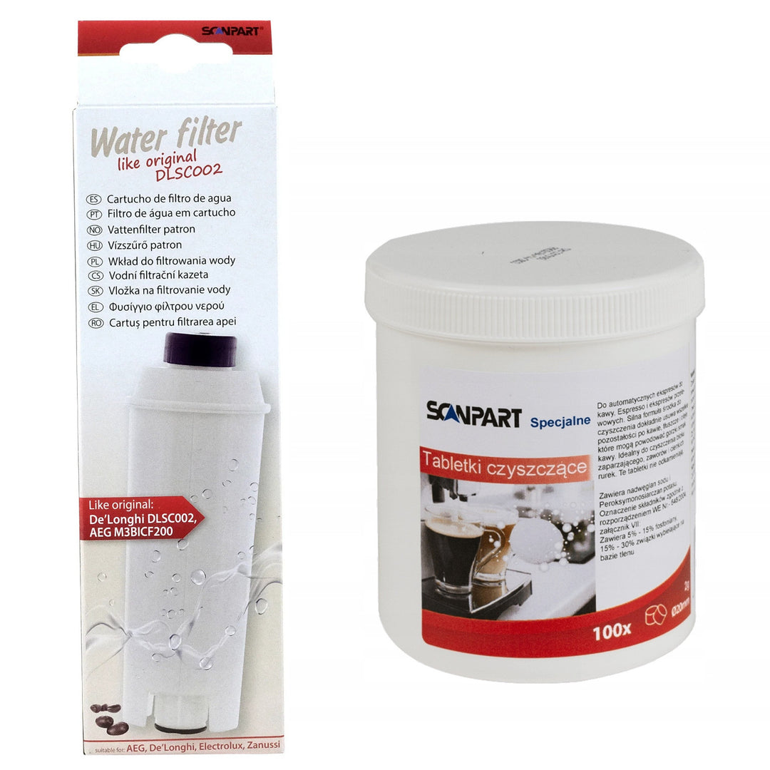 Filtre pour machines à café expresso De Longhi + pastilles de nettoyage spéciales de 2 g, 100 pièces