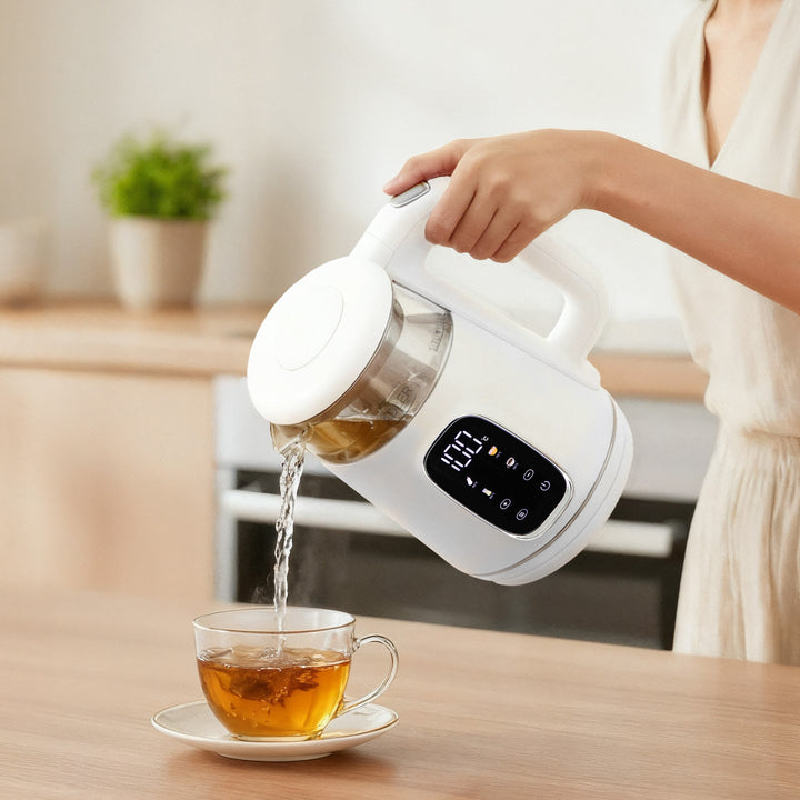 Bouilloire électrique en verre avec réglage de la température 1,7 L, LED, 40-100 °C, Adler AD 1305 WS blanc
