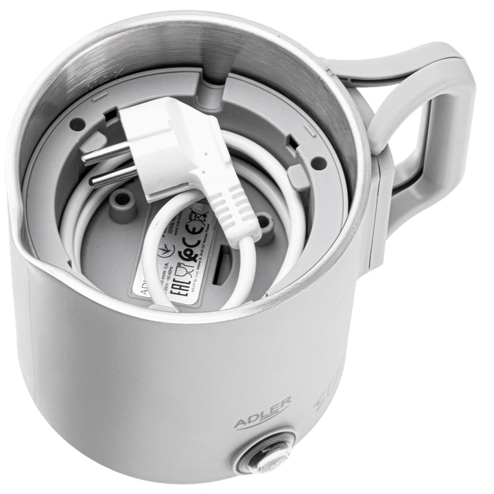 Bouilloire électrique Adler, de voyage, double paroi, capacité 0,8 l, puissance max. 650 W, grise, AD 1388