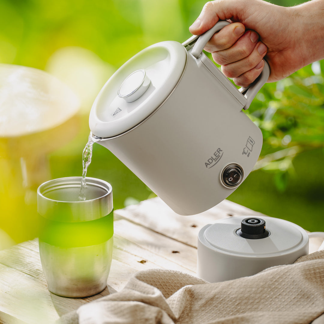 Bouilloire électrique Adler, de voyage, double paroi, capacité 0,8 l, puissance max. 650 W, grise, AD 1388