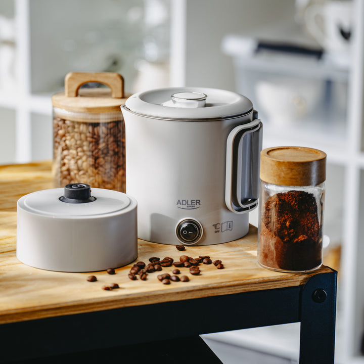 Bouilloire électrique Adler, de voyage, double paroi, capacité 0,8 l, puissance max. 650 W, grise, AD 1388