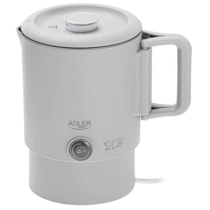 Bouilloire électrique Adler, de voyage, double paroi, capacité 0,8 l, puissance max. 650 W, grise, AD 1388