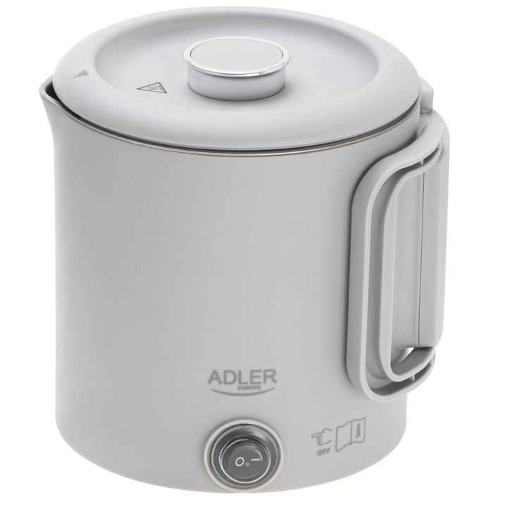 Bouilloire électrique Adler, de voyage, double paroi, capacité 0,8 l, puissance max. 650 W, grise, AD 1388