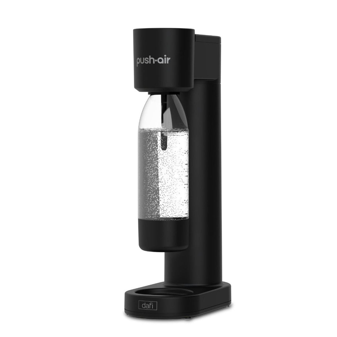 Machine à gazéifier Dafi Push Air, couleur noire, livrée avec 2 bouteilles de 0,7 l et une cartouche de CO₂