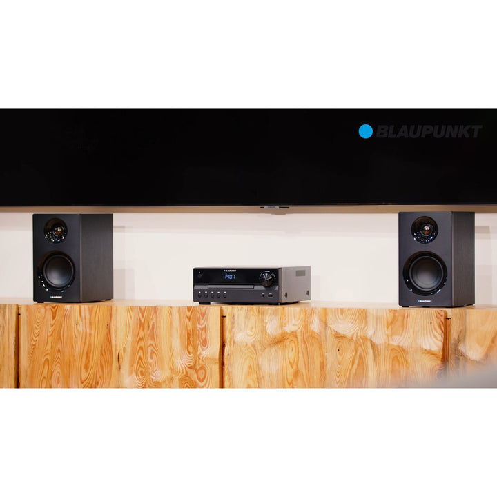 Chaîne hi-fi Blaupunkt, puissance 240 W, HDMI/CD/USB/FM/BT/PLL, égaliseur paramétrique, écran LED, fonction horloge et réveil, couleur noire, MS55SUB