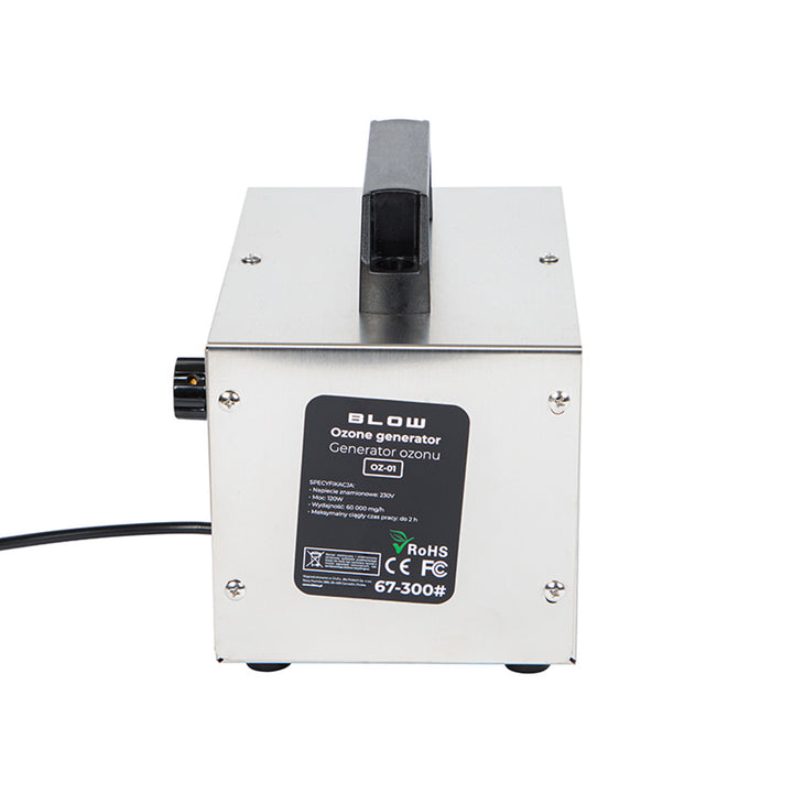 Générateur d'ozone Blow, capacité 60000 mg/h, puissance 120W, faible consommation d'énergie, long câble, durée de fonctionnement réglable, 4 plaques d'ozonisation, 67-300#