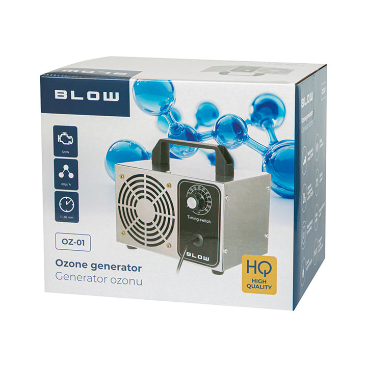 Générateur d'ozone Blow, capacité 60000 mg/h, puissance 120W, faible consommation d'énergie, long câble, durée de fonctionnement réglable, 4 plaques d'ozonisation, 67-300#
