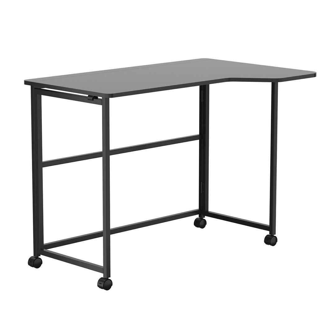 Table de bureau pliante Maclean, noire, mobile, 100 x 65 cm, 50 kg max., en angle, en forme de L, MC-1250 L/B