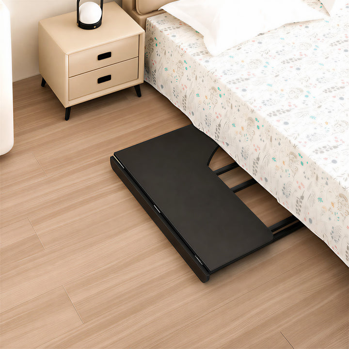 Table de bureau pliante Maclean, noire, mobile, 100 x 65 cm, 50 kg max., en angle, en forme de L, MC-1250 L/B