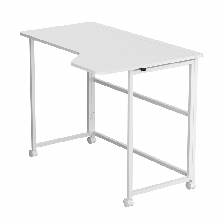 Bureau pliant Maclean, blanc, mobile, 100 x 65 cm, 50 kg max., en angle, en forme de L, MC-1250 L/W