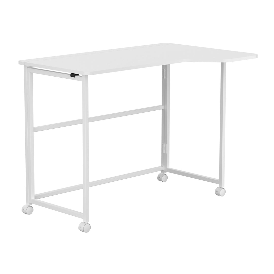 Bureau pliant Maclean, blanc, mobile, 100 x 65 cm, 50 kg max., en angle, en forme de L, MC-1250 L/W
