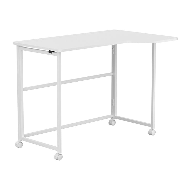 Bureau pliant Maclean, blanc, mobile, 100 x 65 cm, 50 kg max., en angle, en forme de L, MC-1250 L/W