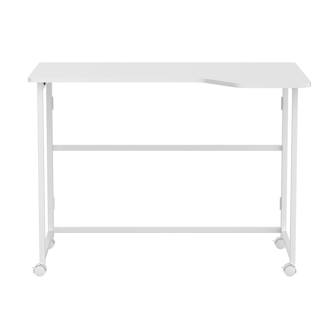 Bureau pliant Maclean, blanc, mobile, 100 x 65 cm, 50 kg max., en angle, en forme de L, MC-1250 L/W