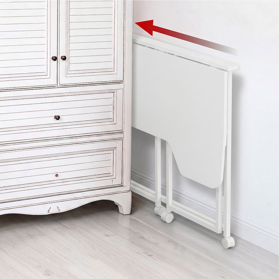 Bureau pliant Maclean, blanc, mobile, 100 x 65 cm, 50 kg max., en angle, en forme de L, MC-1250 L/W