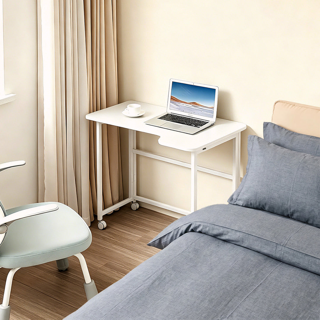 Bureau pliant Maclean, blanc, mobile, 100 x 65 cm, 50 kg max., en angle, en forme de L, MC-1250 L/W