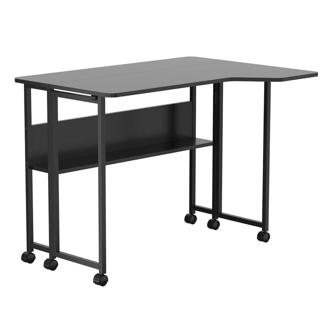 Bureau pliant / table Maclean, noir, mobile, 100 x 73 cm, 50 kg max., en angle, forme en L, MC-126 L/B