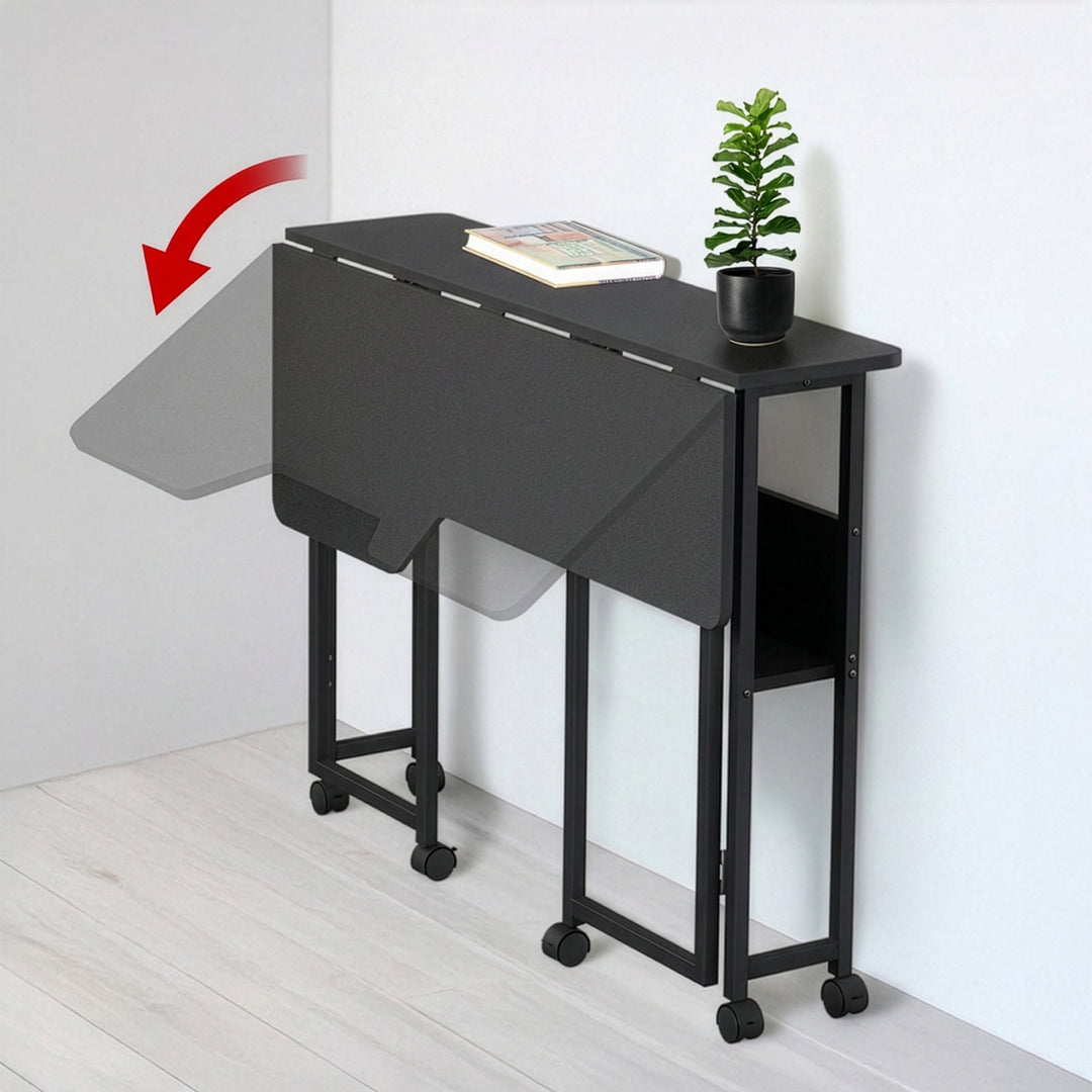 Bureau pliant / table Maclean, noir, mobile, 100 x 73 cm, 50 kg max., en angle, forme en L, MC-126 L/B