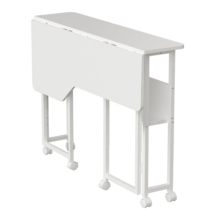 Bureau pliant / table Maclean, blanc, mobile, 100 x 73 cm, charge max. 50 kg, en angle, forme en L, MC-126 L/W