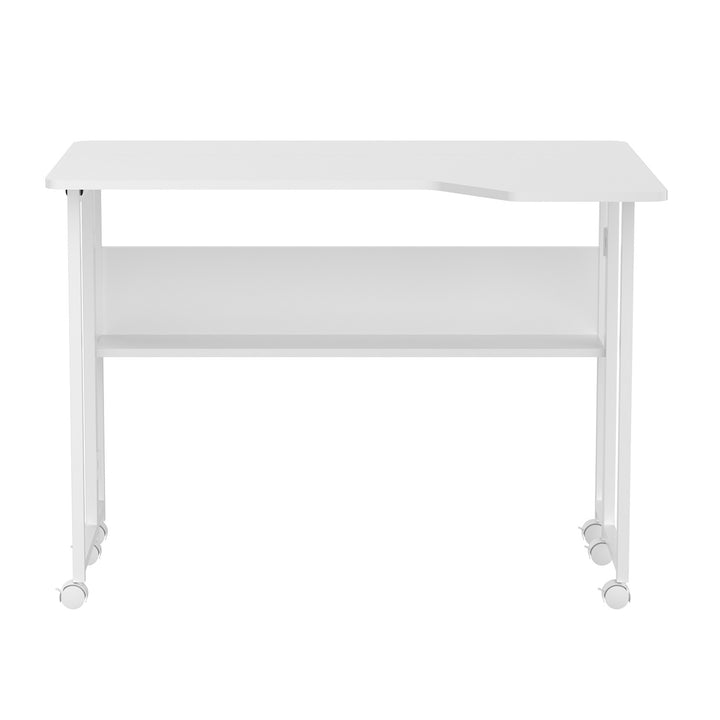 Bureau pliant / table Maclean, blanc, mobile, 100 x 73 cm, charge max. 50 kg, en angle, forme en L, MC-126 L/W