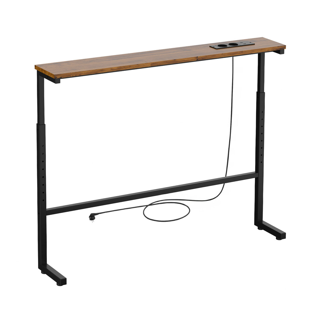 Console / table avec barre de recharge Maclean, noire avec plateau rustique, hauteur réglable de 62 à 83 cm, charge max. 25 kg, câble de 2,5 m, MC-140 B