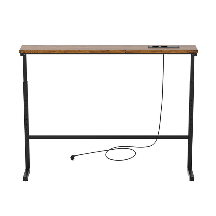 Console / table avec barre de recharge Maclean, noire avec plateau rustique, hauteur réglable de 62 à 83 cm, charge max. 25 kg, câble de 2,5 m, MC-140 B