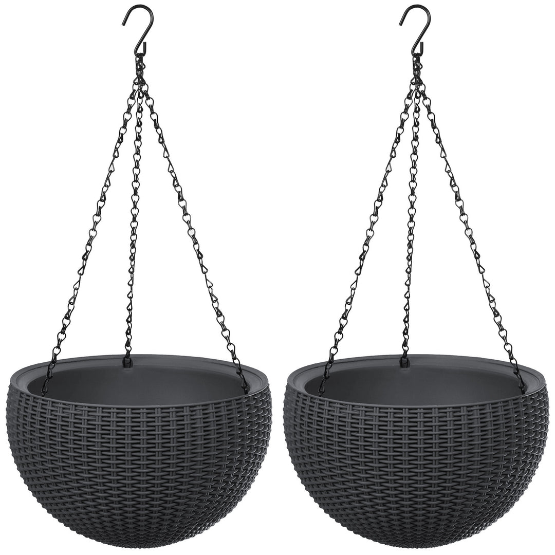 Pot suspendu Keter Sphere Planter, couleur anthracite, lot de 2