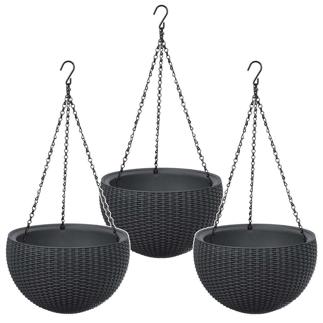 Pot suspendu Keter Sphere Planter, couleur anthracite, lot de 3