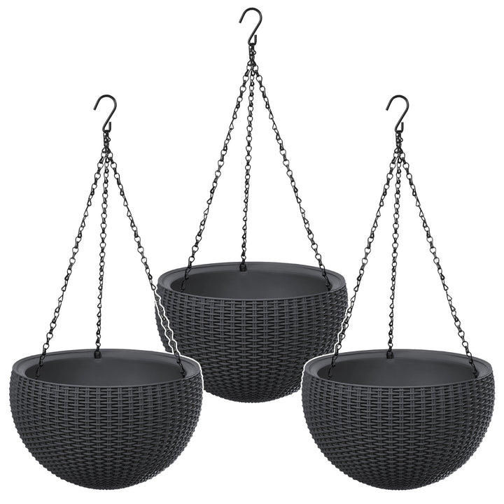 Pot suspendu Keter Sphere Planter, couleur anthracite, lot de 3
