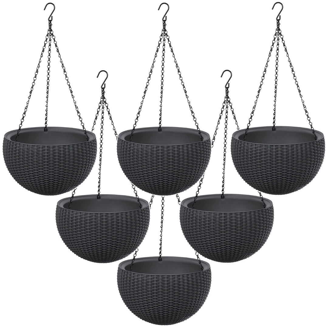 Pot suspendu Keter Sphere Planter, couleur anthracite, lot de 6