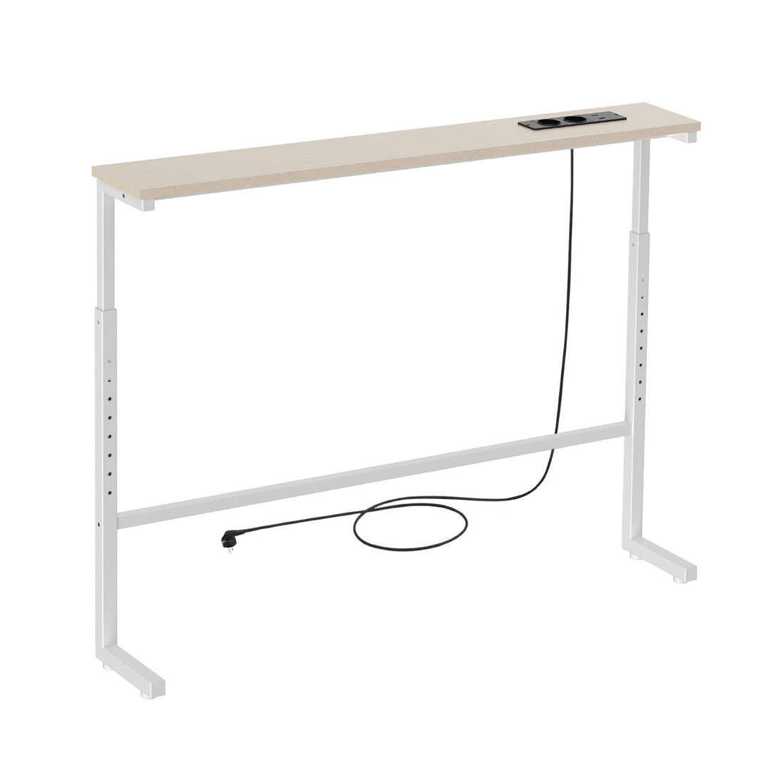 Console / table avec barre de recharge Maclean, blanche avec plateau clair, hauteur réglable de 62 à 83 cm, charge max. 25 kg, câble de 2,5 m, MC-140 W