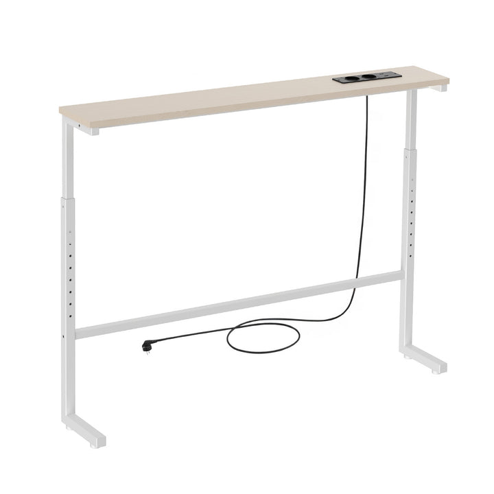 Console / table avec barre de recharge Maclean, blanche avec plateau clair, hauteur réglable de 62 à 83 cm, charge max. 25 kg, câble de 2,5 m, MC-140 W
