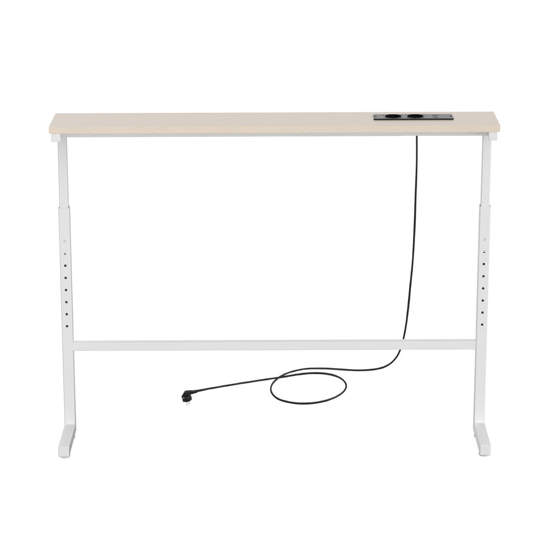 Console / table avec barre de recharge Maclean, blanche avec plateau clair, hauteur réglable de 62 à 83 cm, charge max. 25 kg, câble de 2,5 m, MC-140 W