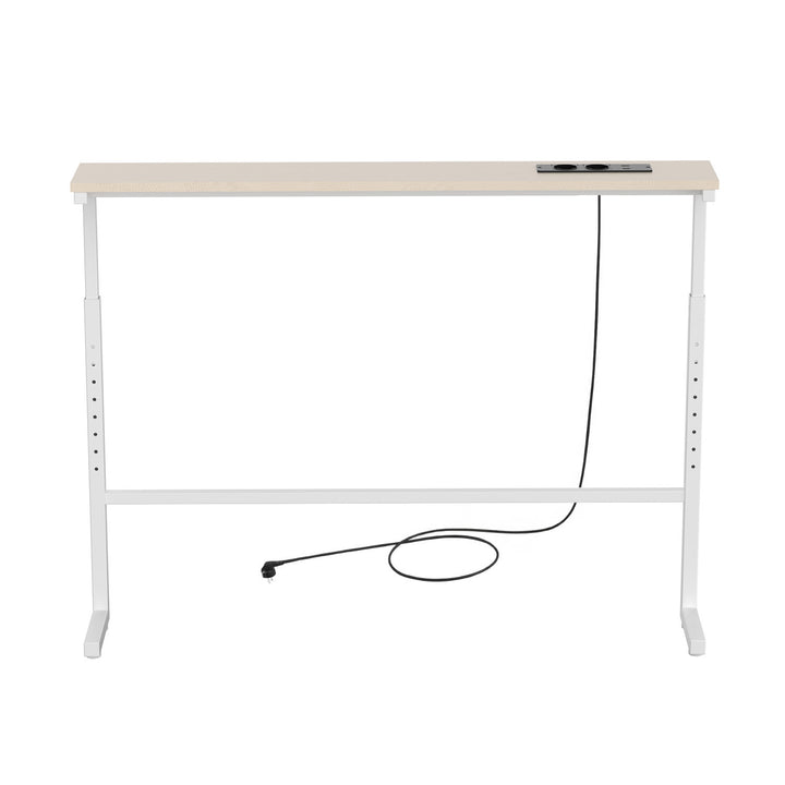 Console / table avec barre de recharge Maclean, blanche avec plateau clair, hauteur réglable de 62 à 83 cm, charge max. 25 kg, câble de 2,5 m, MC-140 W