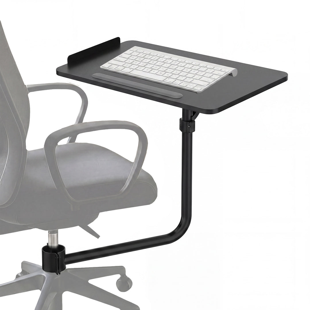 Tablette / plateau pour clavier Maclean, noir, dimensions du plateau : 66 x 30 cm, à fixer sur une chaise de bureau, charge max. 5 kg, MC-139
