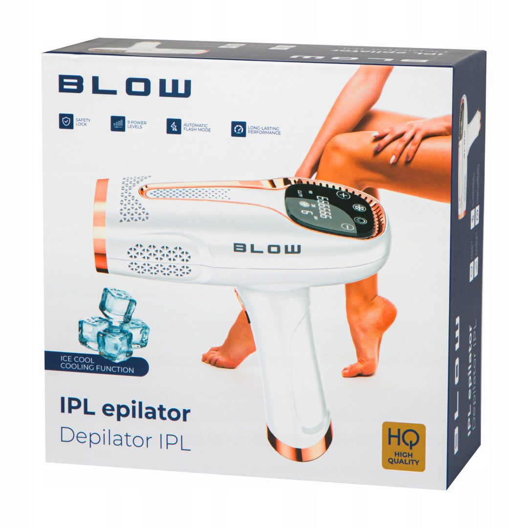 Épilateur à lumière pulsée IPL Blow, fonction Ice Cool, 9 niveaux de puissance, filtre UV intégré, mode flash automatique, efficacité longue durée, 44-480#