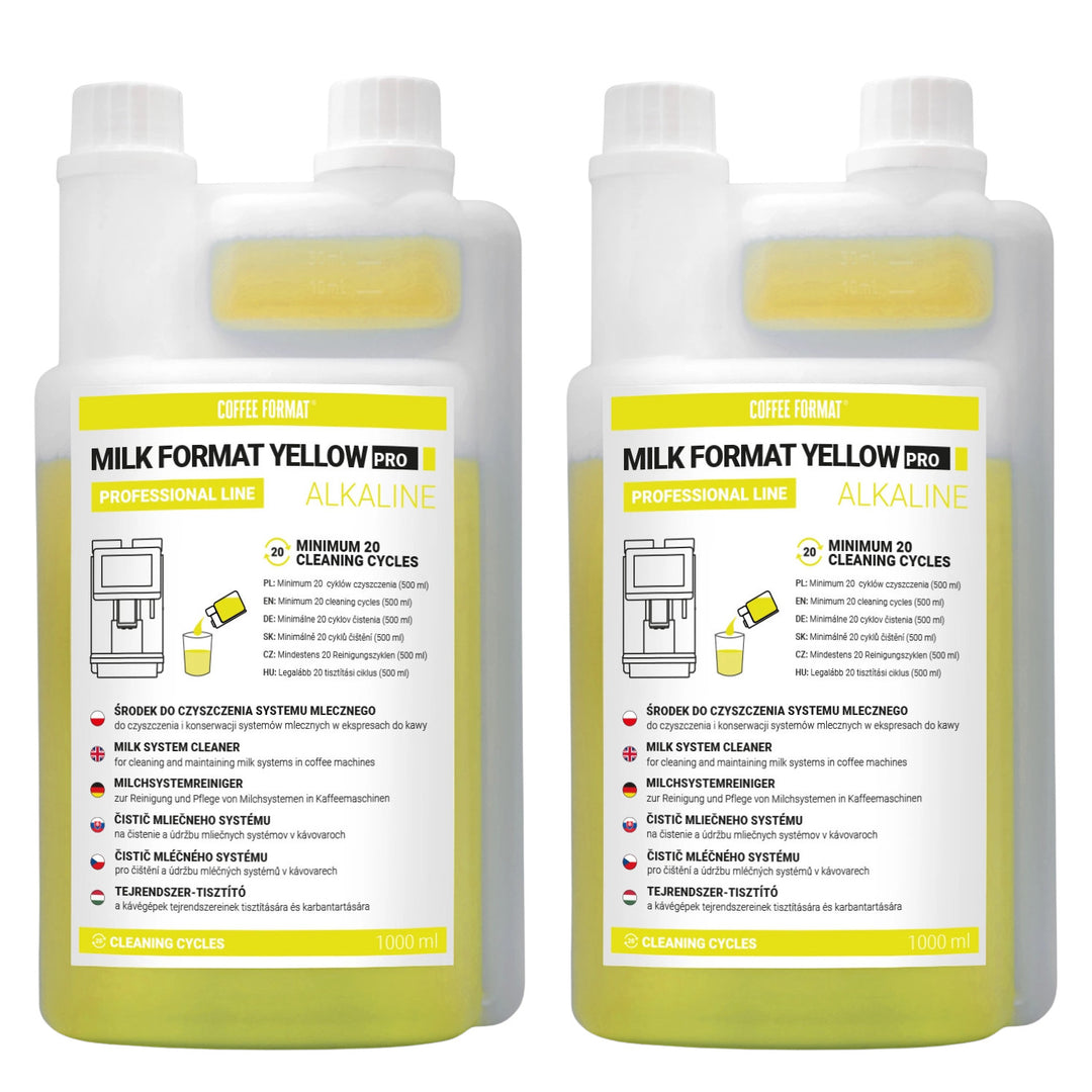 Produit de nettoyage pour système à lait, 2 x 1 l, Coffee Format MILK FORMAT YELLOW PRO