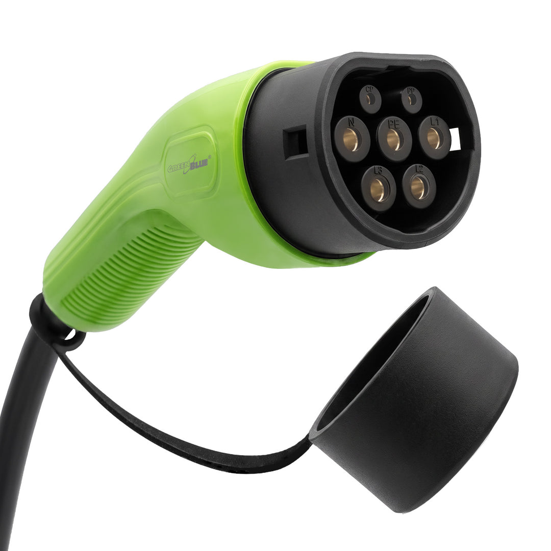 Chargeur pour véhicules électriques (EV) / hybrides rechargeables (PHEV) GreenBlue, portable, type 2, longueur de câble : 6,8 m, IP65, 11 kW, 220-380 V CA 50/60 Hz, 16 A, triphasé, GB1100