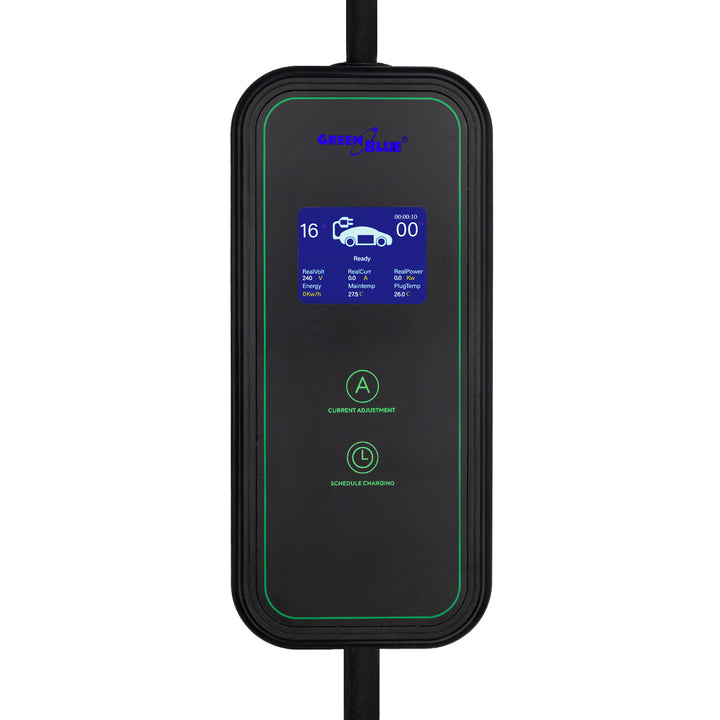 Chargeur pour véhicules électriques (EV) / hybrides rechargeables (PHEV) GreenBlue, portable, type 2, longueur de câble : 6,8 m, IP65, 11 kW, 220-380 V CA 50/60 Hz, 16 A, triphasé, GB1100