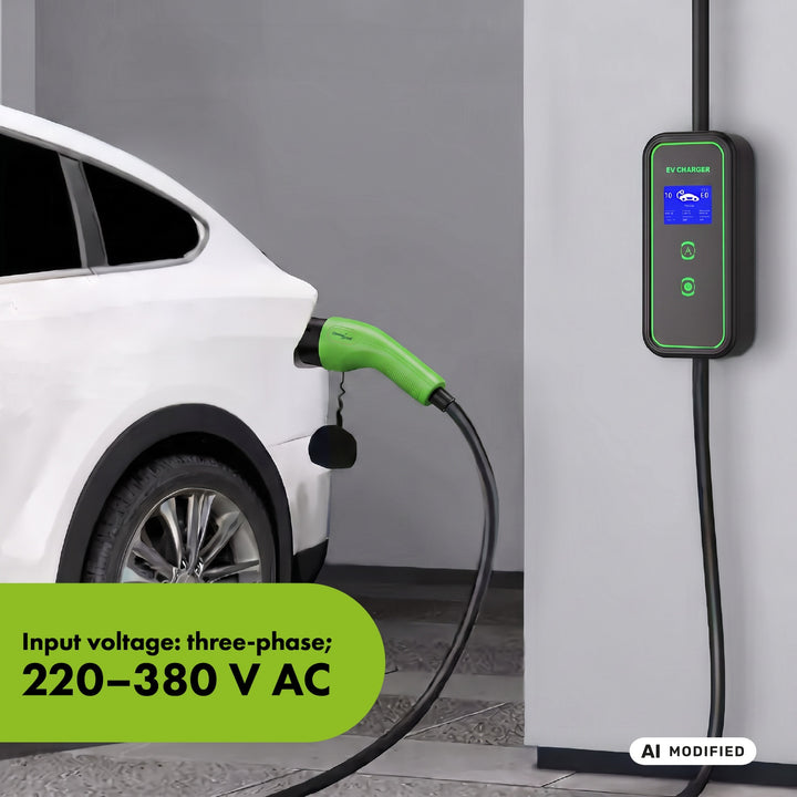 Chargeur pour véhicules électriques (EV) / hybrides rechargeables (PHEV) GreenBlue, portable, type 2, longueur de câble : 6,8 m, IP65, 11 kW, 220-380 V CA 50/60 Hz, 16 A, triphasé, GB1100