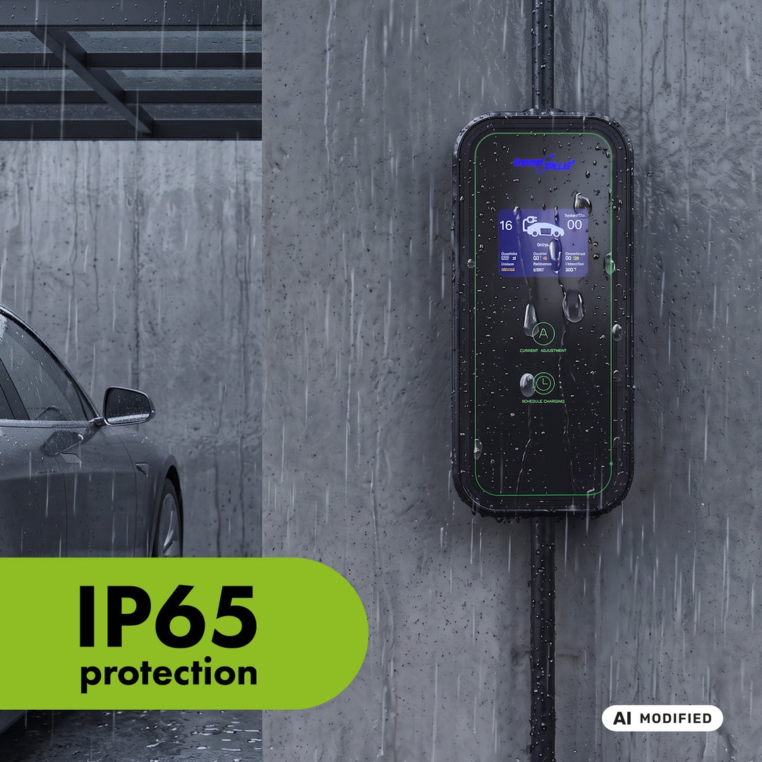 Chargeur pour véhicules électriques (EV) / hybrides rechargeables (PHEV) GreenBlue, portable, type 2, longueur de câble : 6,8 m, IP65, 11 kW, 220-380 V CA 50/60 Hz, 16 A, triphasé, GB1100
