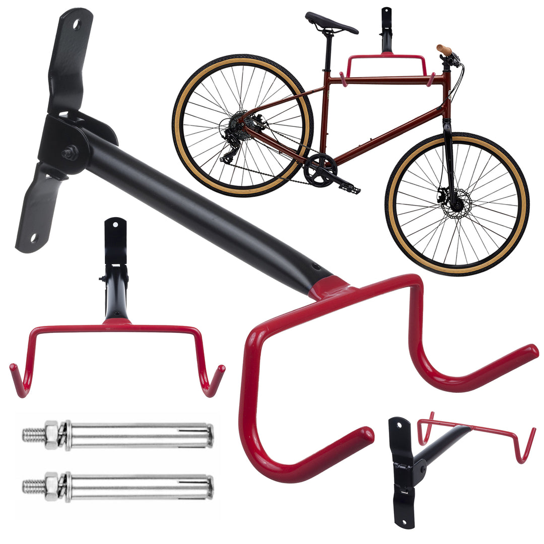 Support mural pour vélos Maclean, horizontal, en acier, charge maximale 30 kg, MC-430, lot de 2