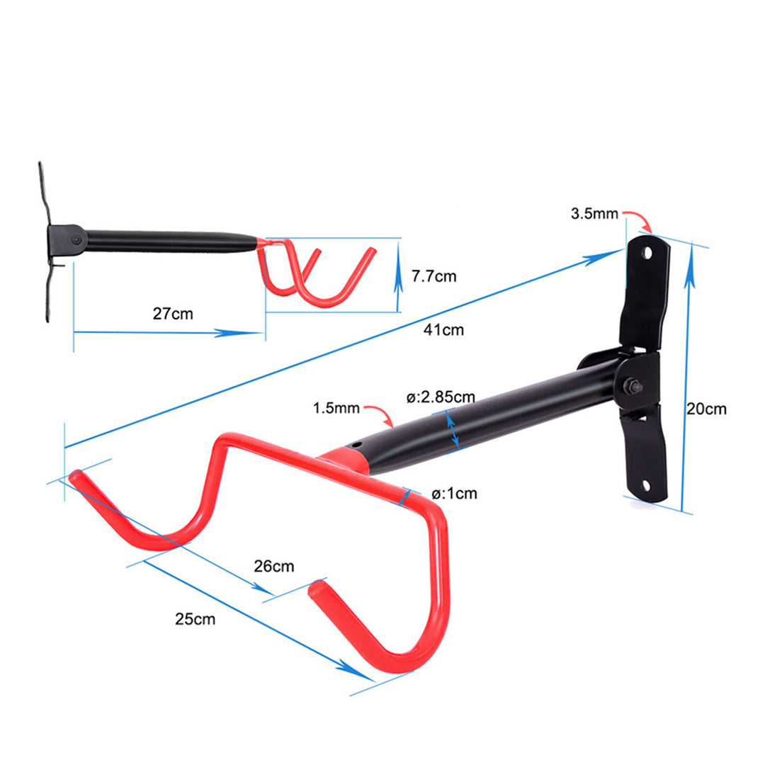 Support mural pour vélos Maclean, horizontal, en acier, charge maximale 30 kg, MC-430, lot de 4
