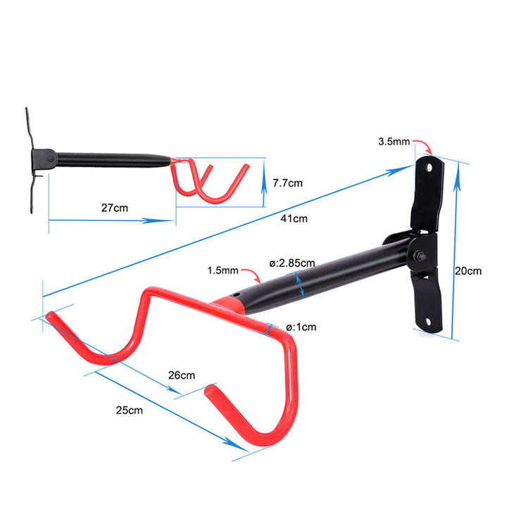 Support mural pour vélos Maclean, horizontal, en acier, charge maximale 30 kg, MC-430, lot de 4