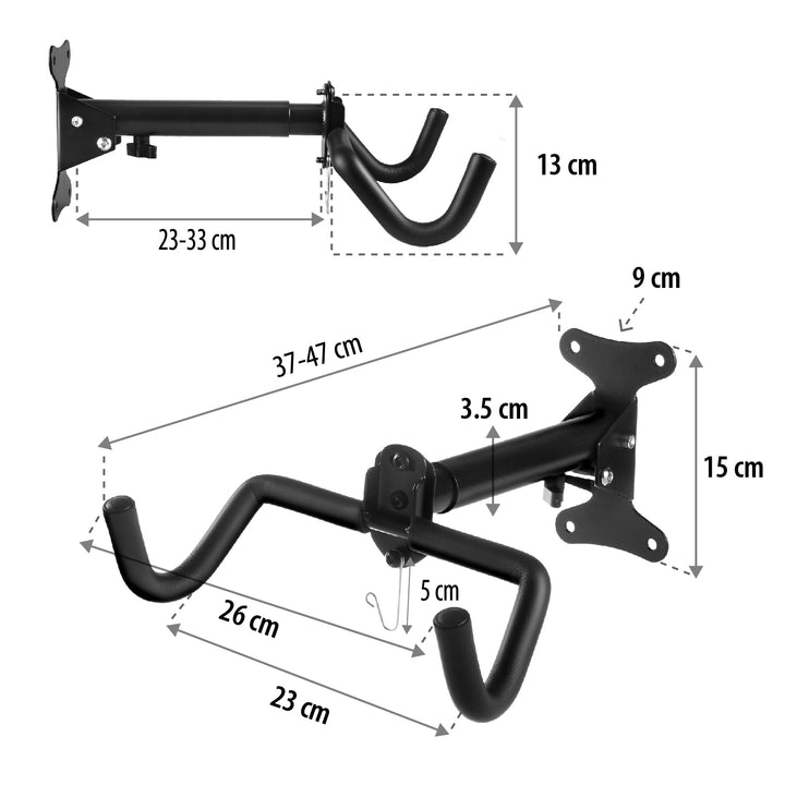 Support mural pour vélos Maclean, horizontal, en acier, charge maximale 30 kg, MC-484, lot de 3