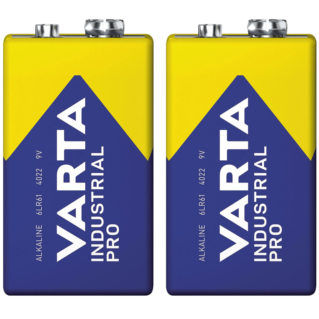 2 piles alcalines R9V R-9 6LR61 9V R-9 Varta Industrial Pro