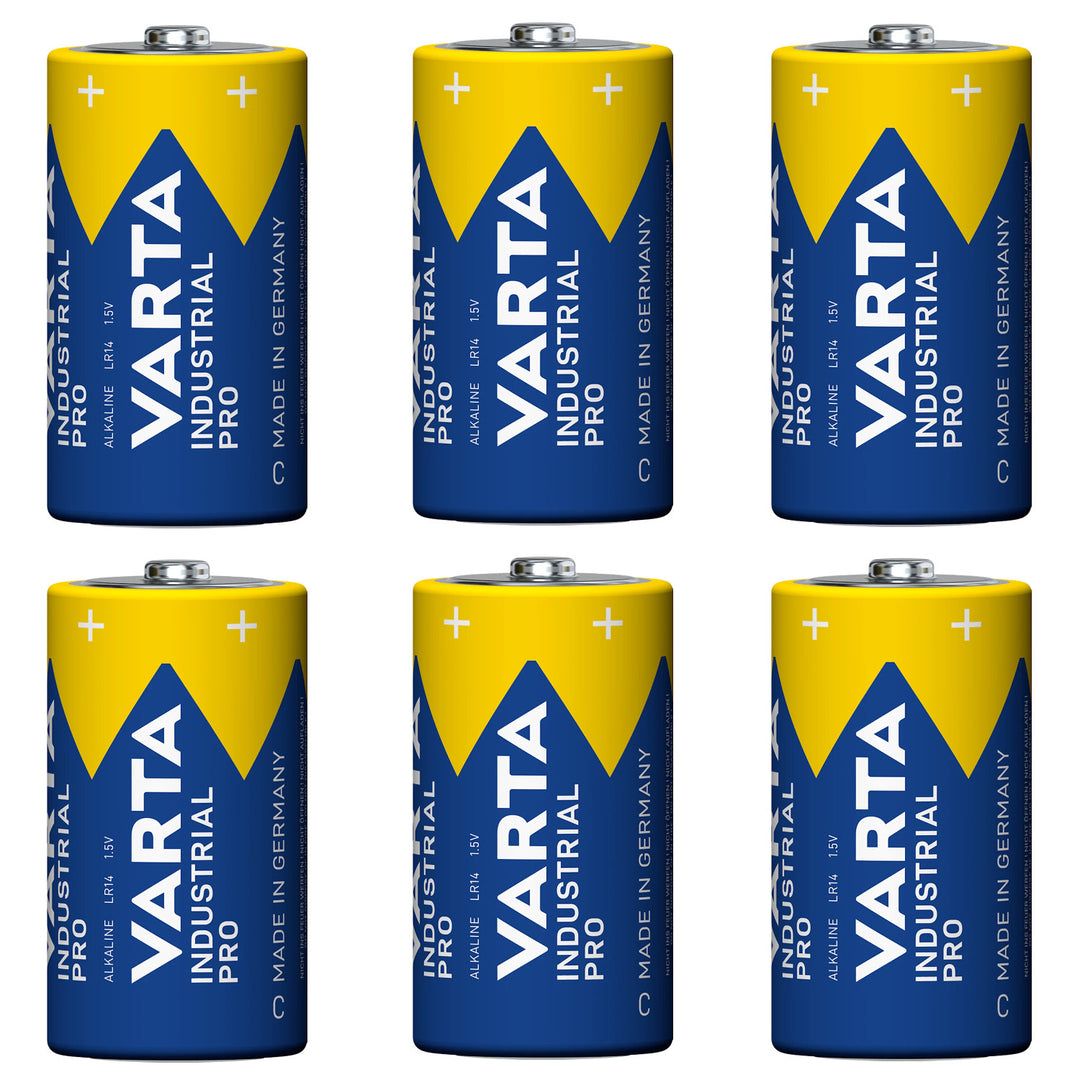 6 piles R-14 LR14 C 1,5 V alcalines Varta Industrial Pro