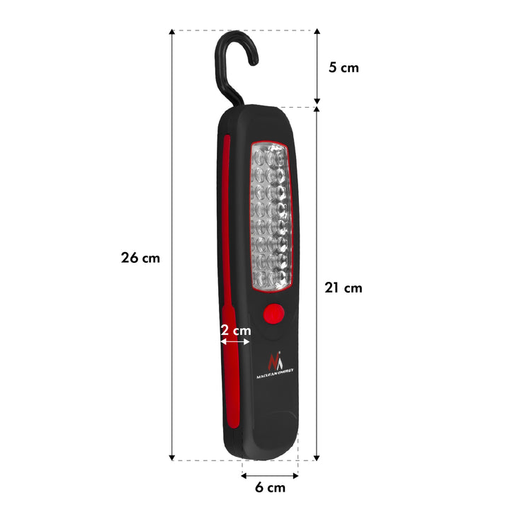 2 lampes d'atelier Maclean à 24 LED, aimant, crochet, MCE03 + 6 piles R-06 R06 AA LR06 1,5 V VARTA Longlife Power