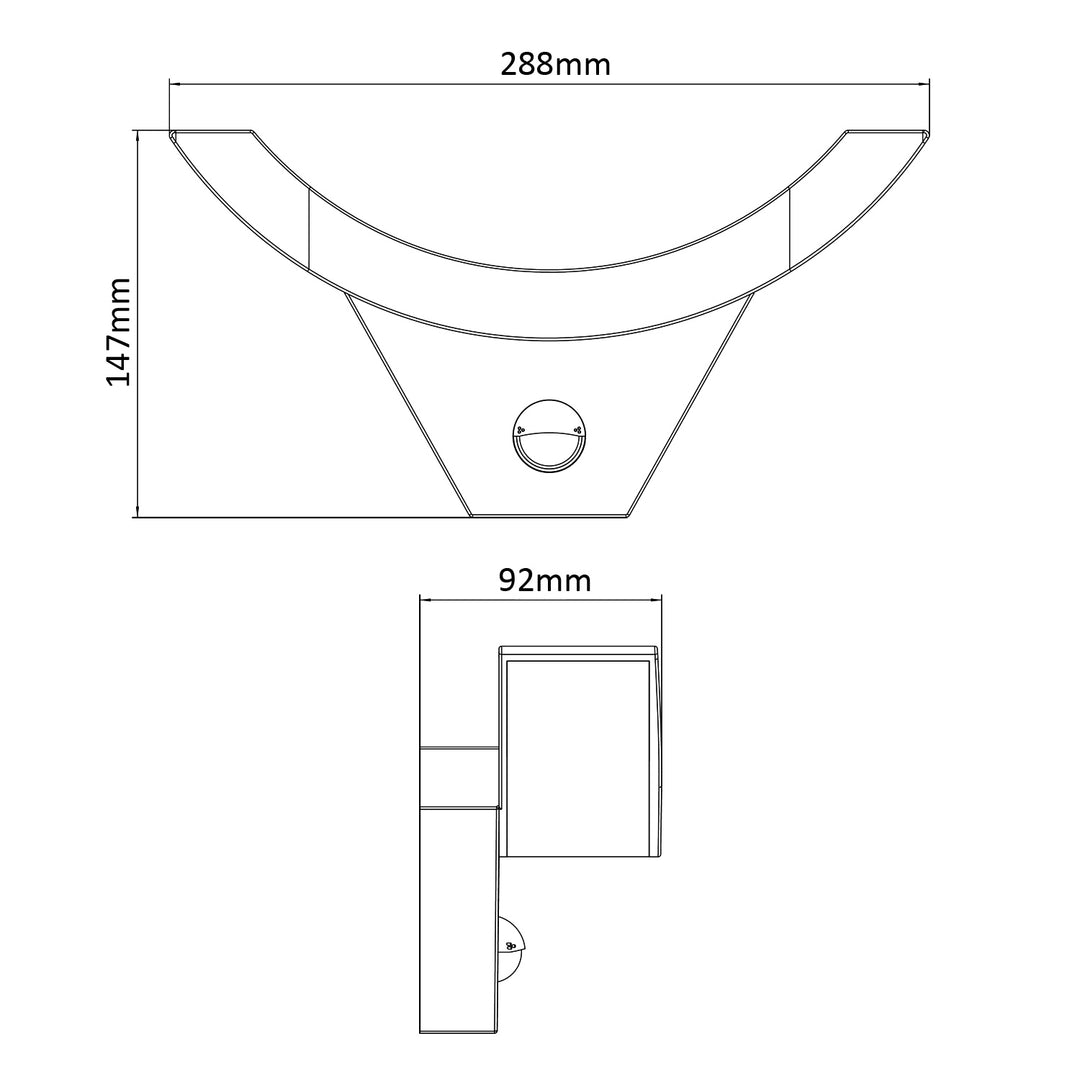 Lampe LED avec détecteur de mouvement Maclean, détecteur de mouvement infrarouge, couleur noire, 10 W, IP54, 800 lm, MCE290 B, lot de 2