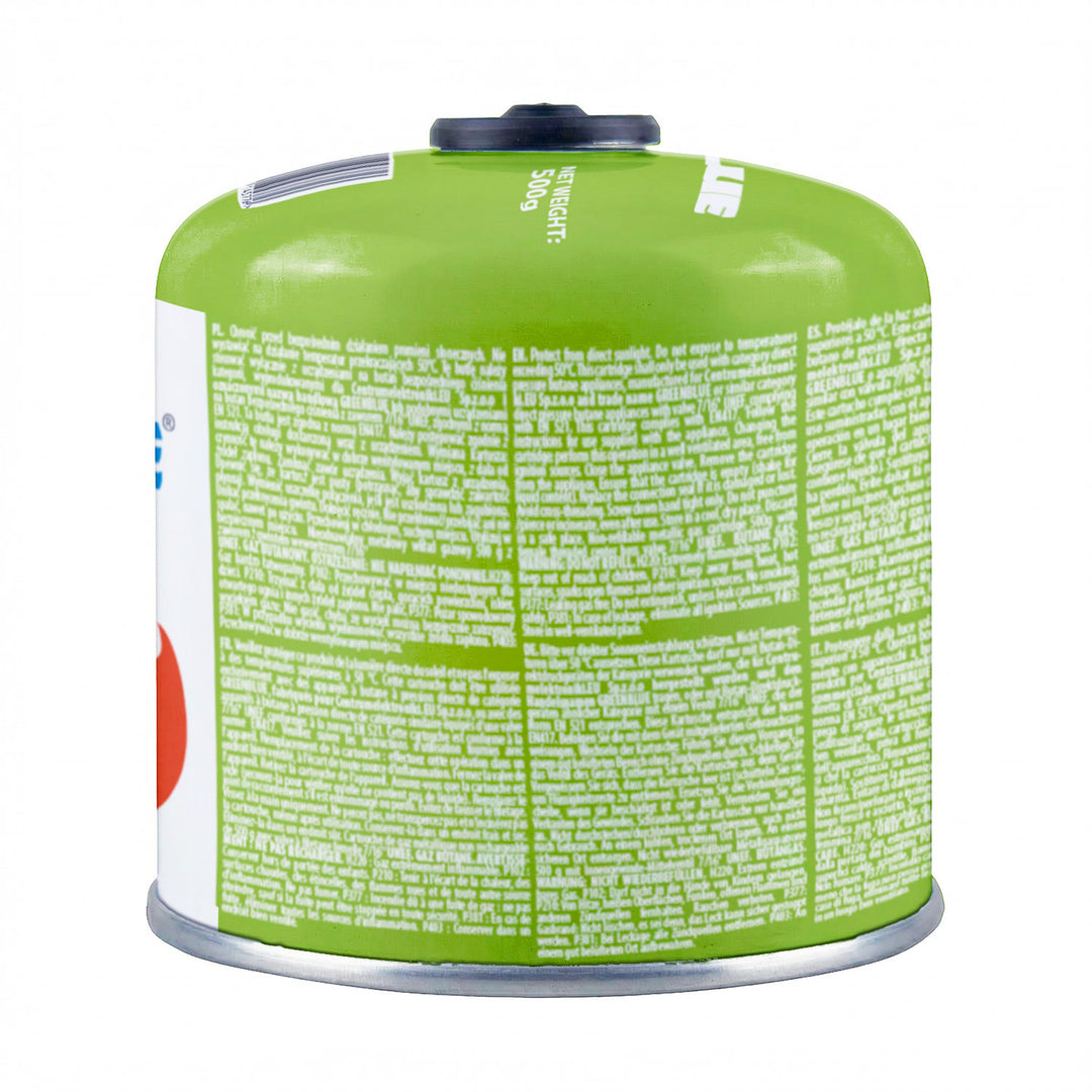 6 cartouches de gaz GreenBlue de 500 g. Certification : Pi 0437, conforme à la norme EN 417, butane-propane, plage de température de -10 °C à +40 °C, robinet fileté 7/16'' GB499